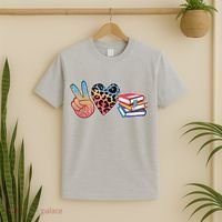 Cute Peace Love Books Reading Fan Book Lover T-Shirt thumb 2