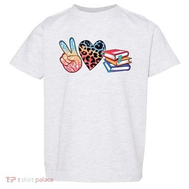 Cute Peace Love Books Reading Fan Book Lover Toddler T-Shirt