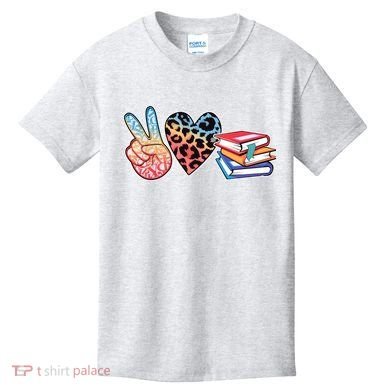 Cute Peace Love Books Reading Fan Book Lover Kids T-Shirt