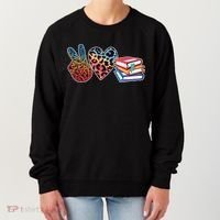 Cute Peace Love Books Reading Fan Book Lover Women's Sweatshirt thumb 0