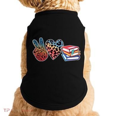 Cute Peace Love Books Reading Fan Book Lover Doggie Tank