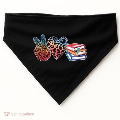Cute Peace Love Books Reading Fan Book Lover USA-Made Doggie Bandana