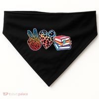 Cute Peace Love Books Reading Fan Book Lover USA-Made Doggie Bandana thumb 0