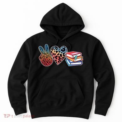 Cute Peace Love Books Reading Fan Book Lover Hoodie