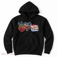 Cute Peace Love Books Reading Fan Book Lover Hoodie thumb 0