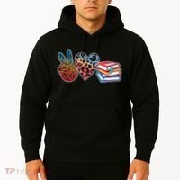 Cute Peace Love Books Reading Fan Book Lover Hoodie thumb 2