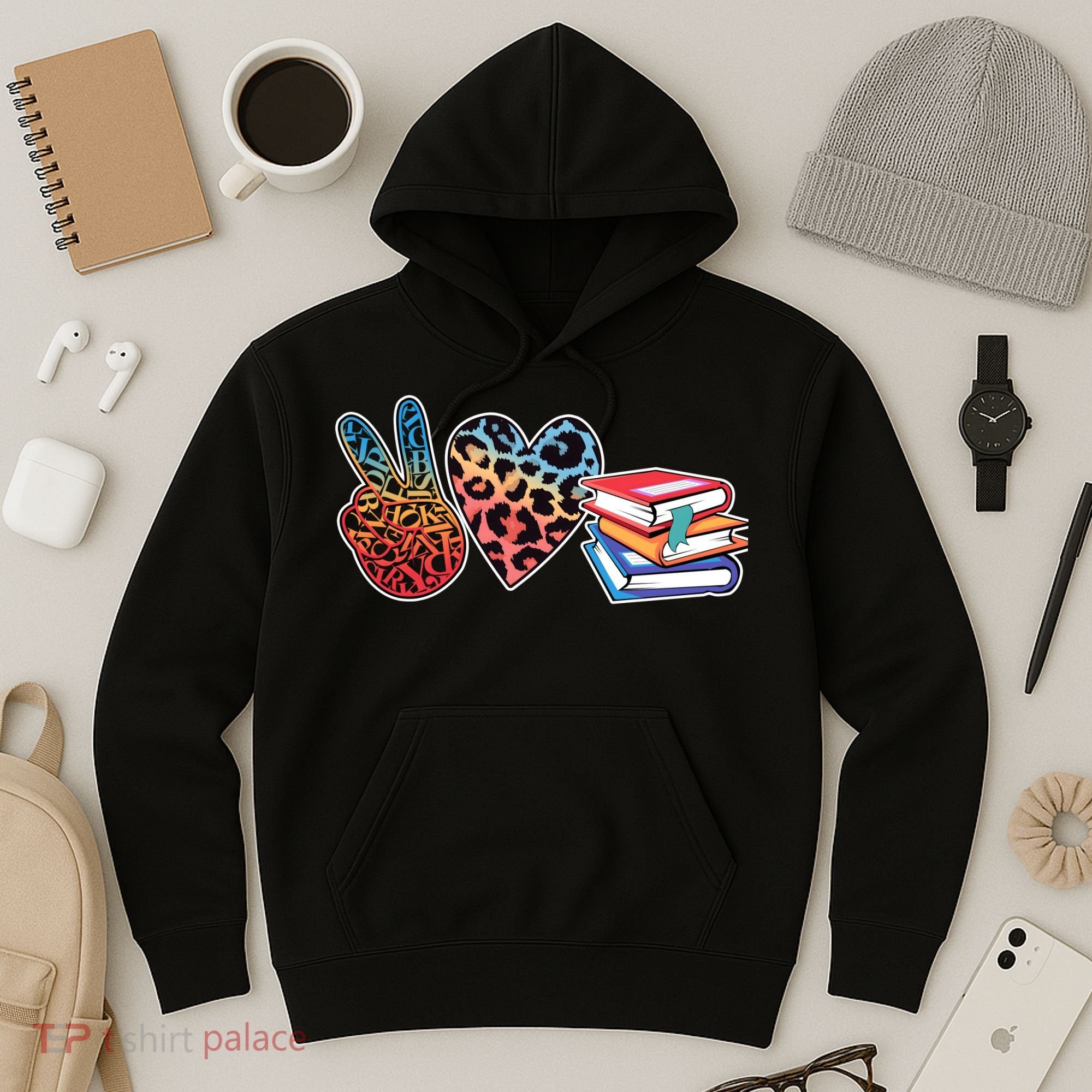 Cute Peace Love Books Reading Fan Book Lover Hoodie