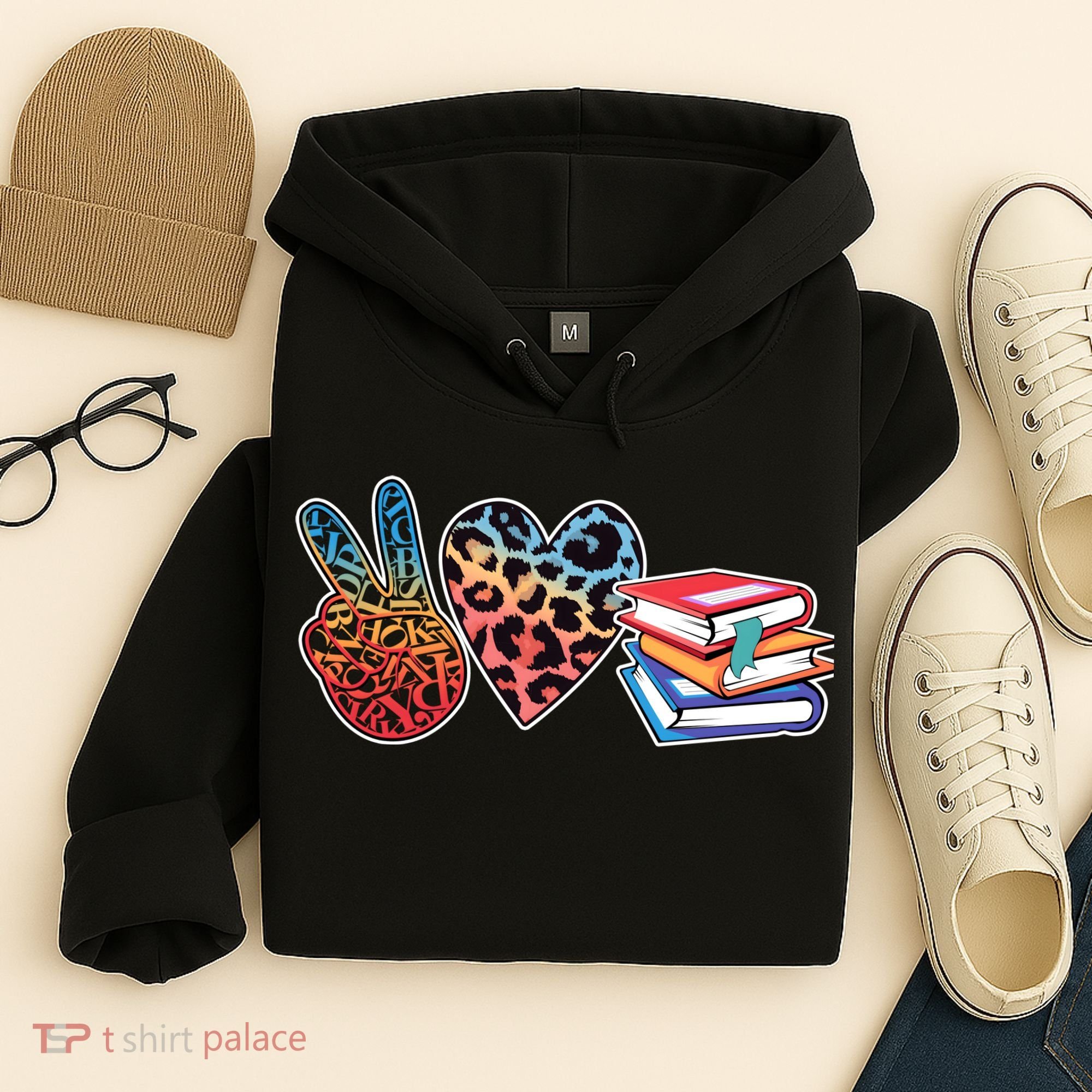 Cute Peace Love Books Reading Fan Book Lover Hoodie