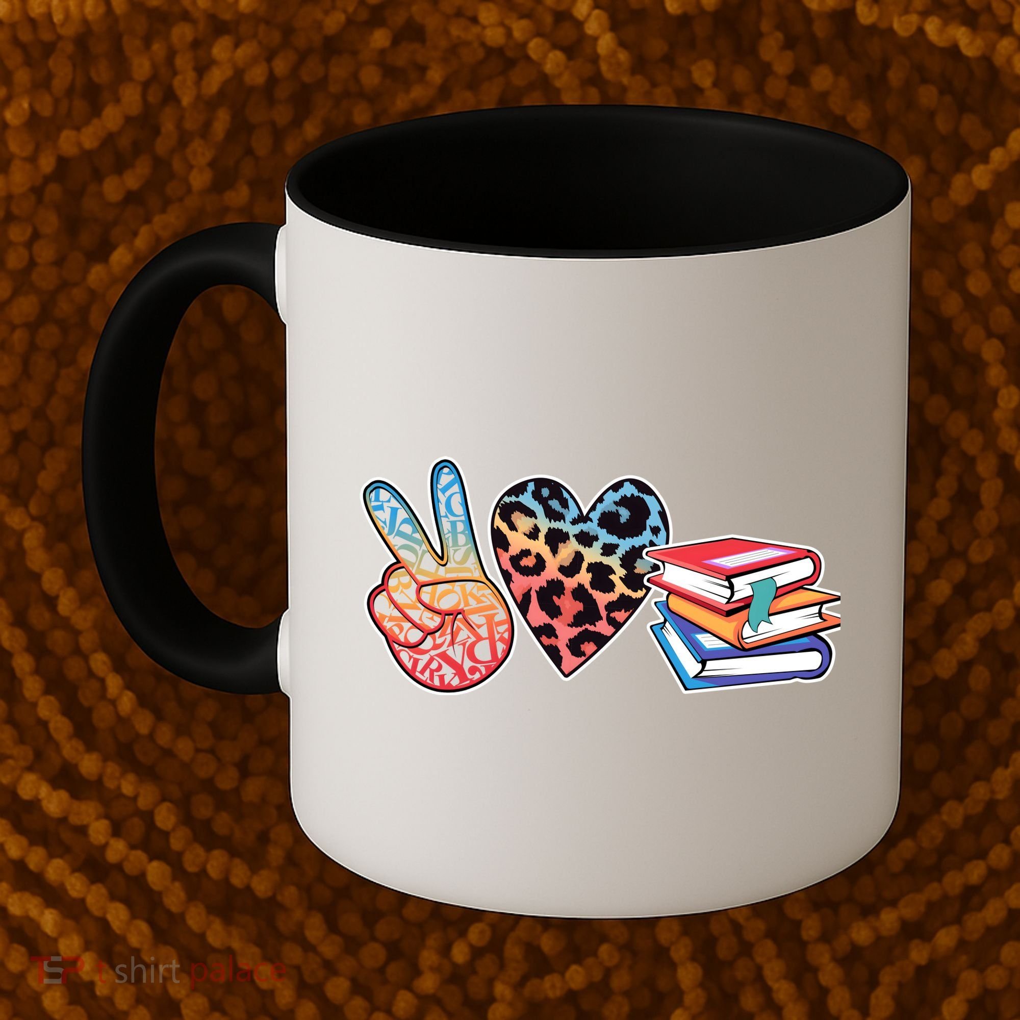 Cute Peace Love Books Reading Fan Book Lover Coffee Mug