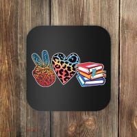 Cute Peace Love Books Reading Fan Book Lover Coaster thumb 0
