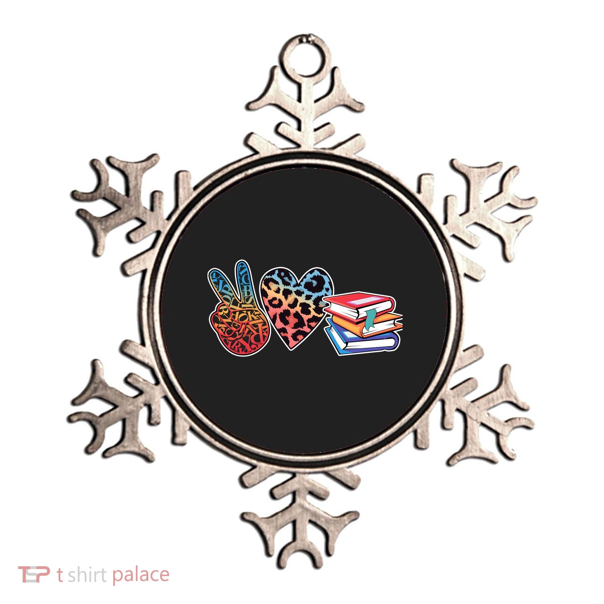 Cute Peace Love Books Reading Fan Book Lover Ornament