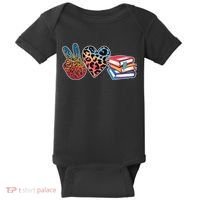 Cute Peace Love Books Reading Fan Book Lover Baby Bodysuit thumb 0
