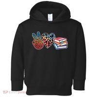 Cute Peace Love Books Reading Fan Book Lover Toddler Hoodie thumb 0