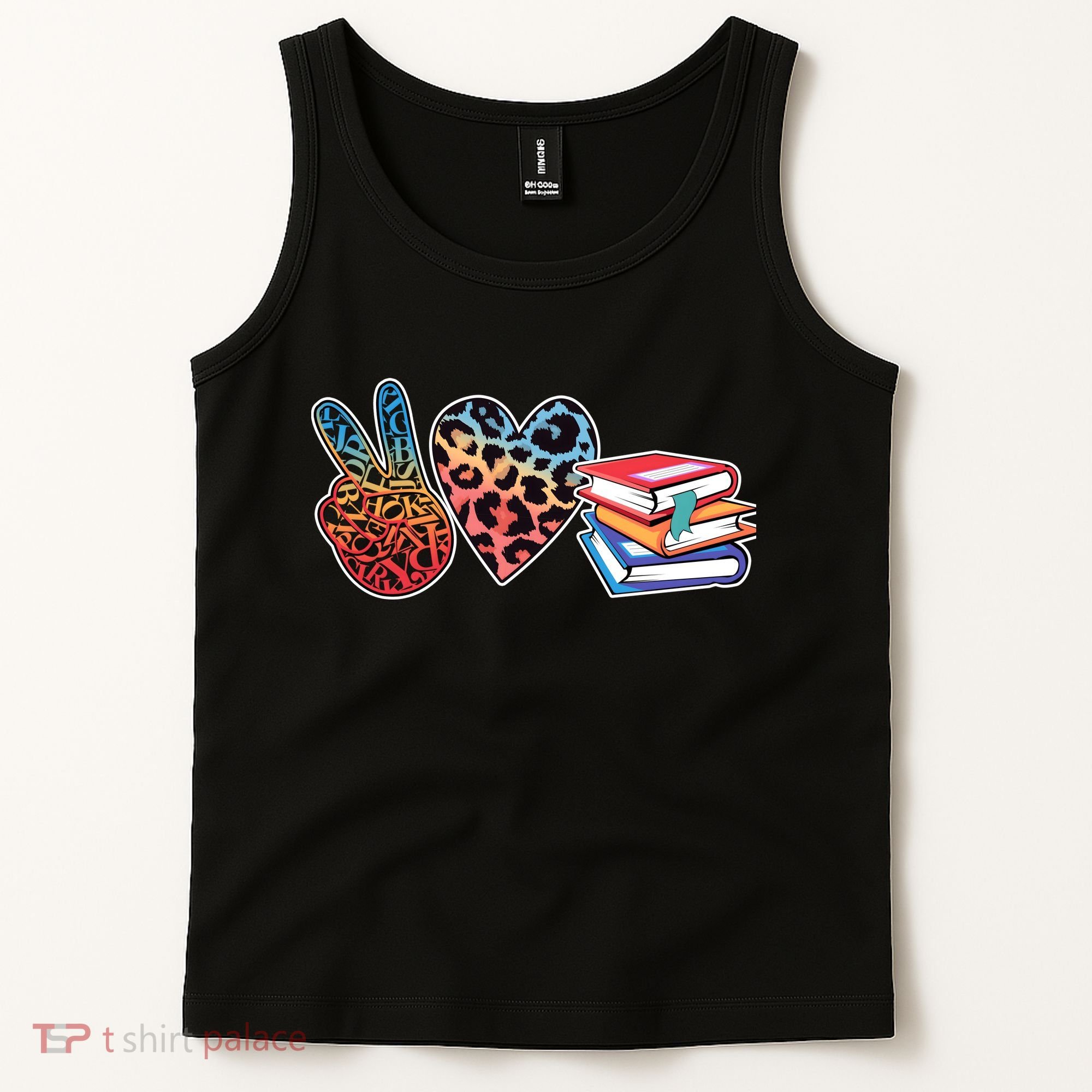 Cute Peace Love Books Reading Fan Book Lover Tank Top