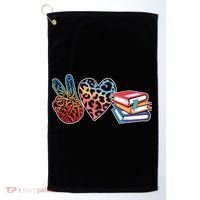 Cute Peace Love Books Reading Fan Book Lover Golf Towel thumb 0
