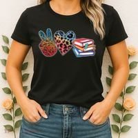 Cute Peace Love Books Reading Fan Book Lover Women's T-Shirt thumb 2