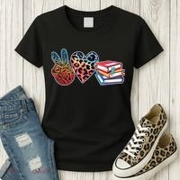 Cute Peace Love Books Reading Fan Book Lover Women's T-Shirt thumb 3