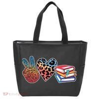 Cute Peace Love Books Reading Fan Book Lover Tote Bag thumb 0