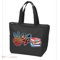 Cute Peace Love Books Reading Fan Book Lover Tote Bag thumb 3