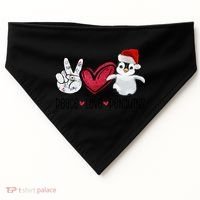 Christmas Peace Love Penguins Cute Xmas Santa Penguin Great Gift USA-Made Doggie Bandana thumb 0
