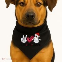 Christmas Peace Love Penguins Cute Xmas Santa Penguin Great Gift USA-Made Doggie Bandana thumb 1