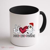 Christmas Peace Love Penguins Cute Xmas Santa Penguin Great Gift Coffee Mug thumb 1