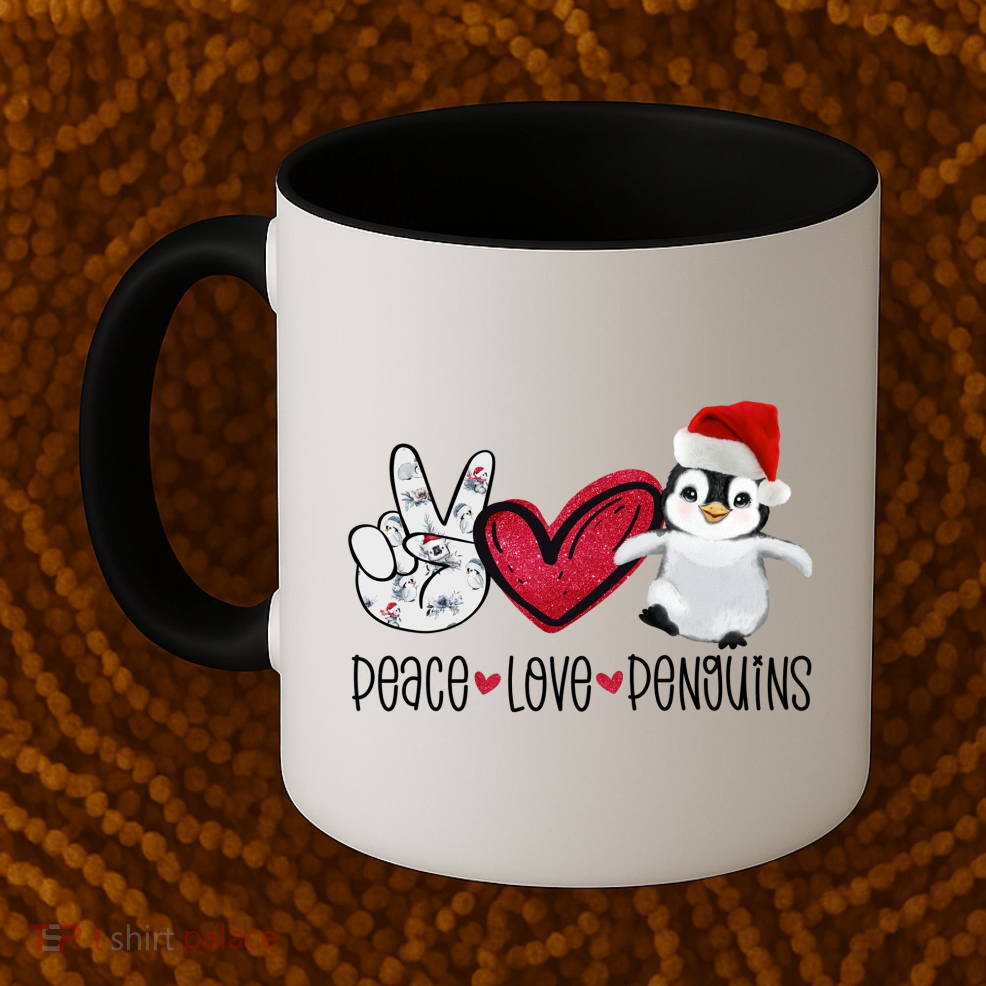 Christmas Peace Love Penguins Cute Xmas Santa Penguin Great Gift Coffee Mug