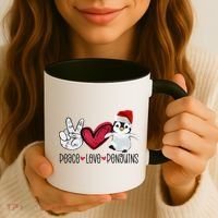 Christmas Peace Love Penguins Cute Xmas Santa Penguin Great Gift Coffee Mug thumb 3