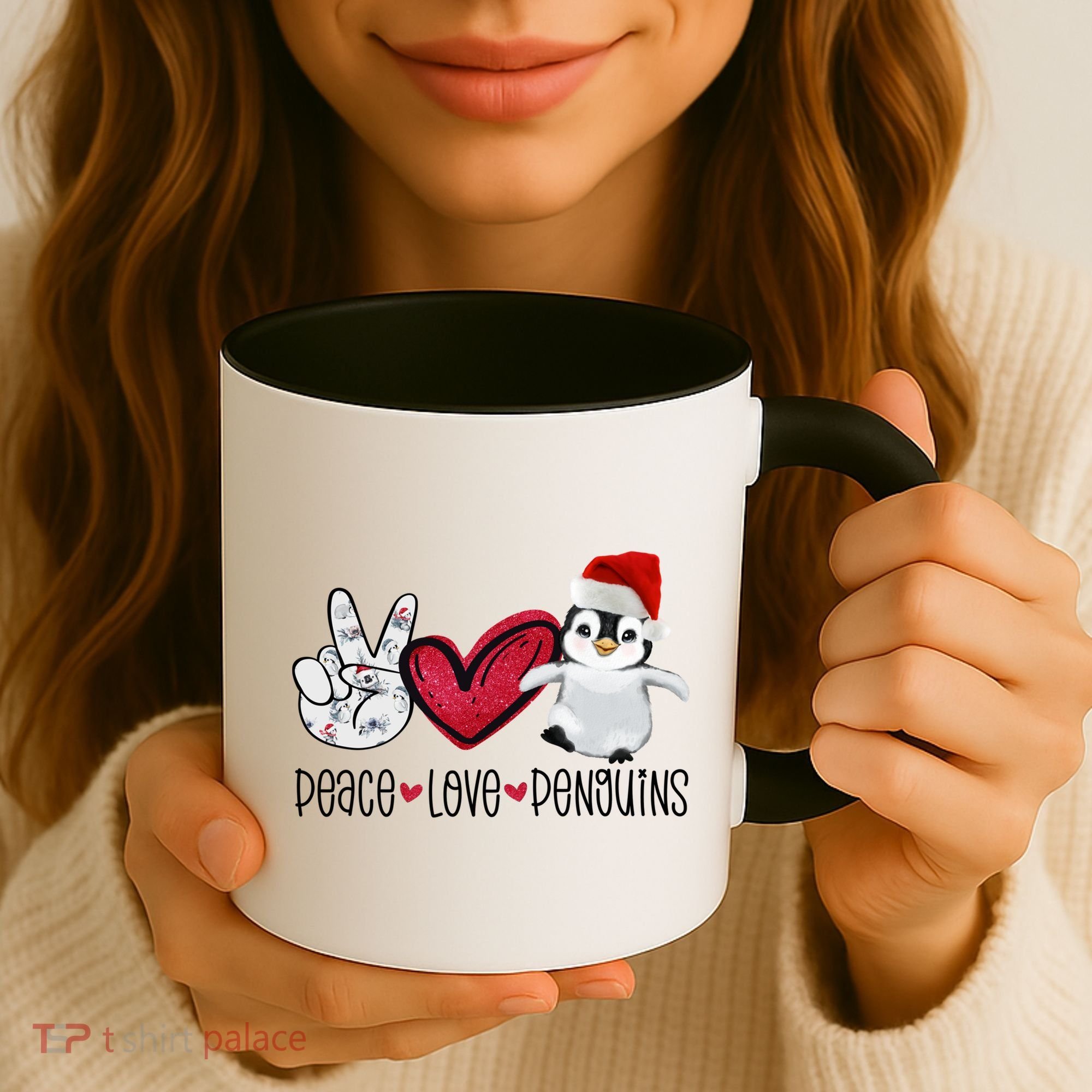 Christmas Peace Love Penguins Cute Xmas Santa Penguin Great Gift Coffee Mug