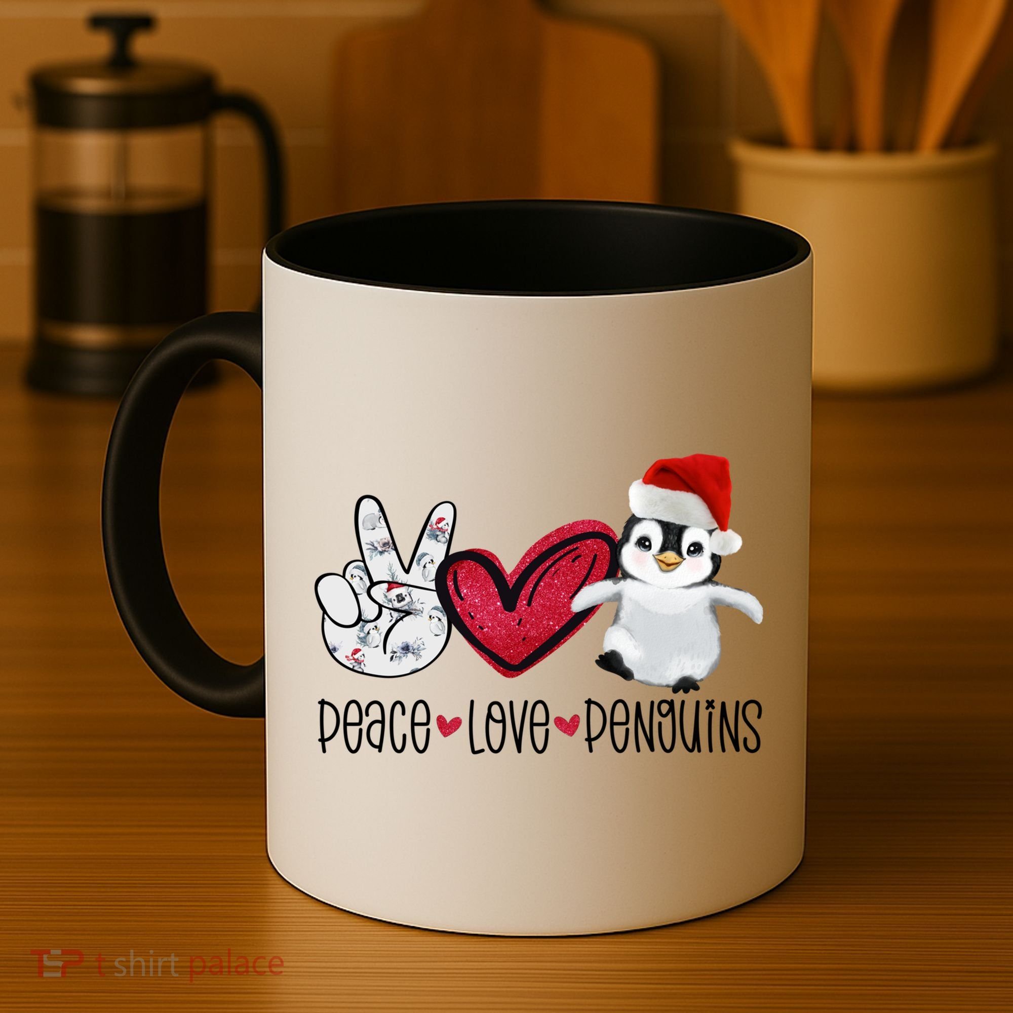 Christmas Peace Love Penguins Cute Xmas Santa Penguin Great Gift Coffee Mug