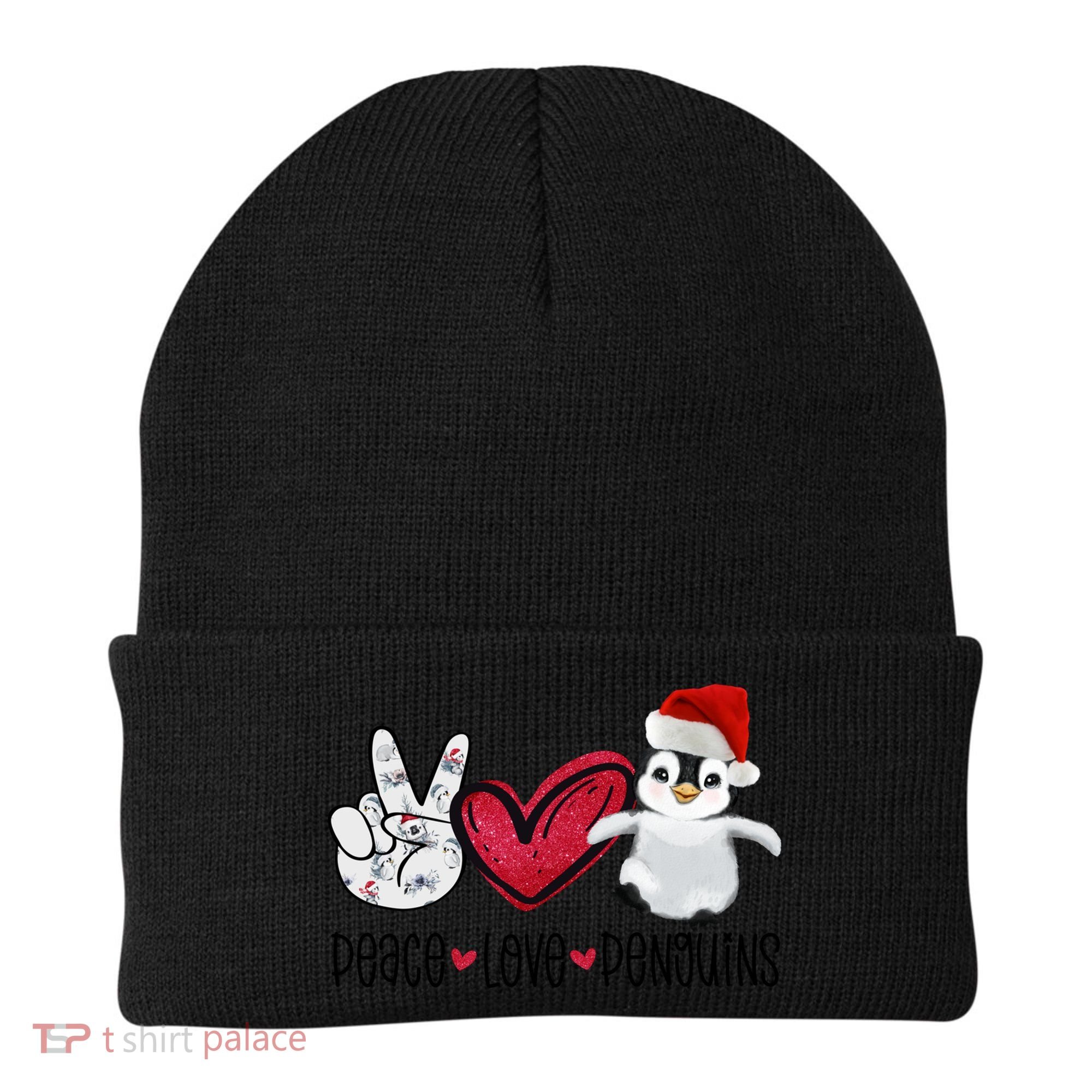 Christmas Peace Love Penguins Cute Xmas Santa Penguin Great Gift Beanie