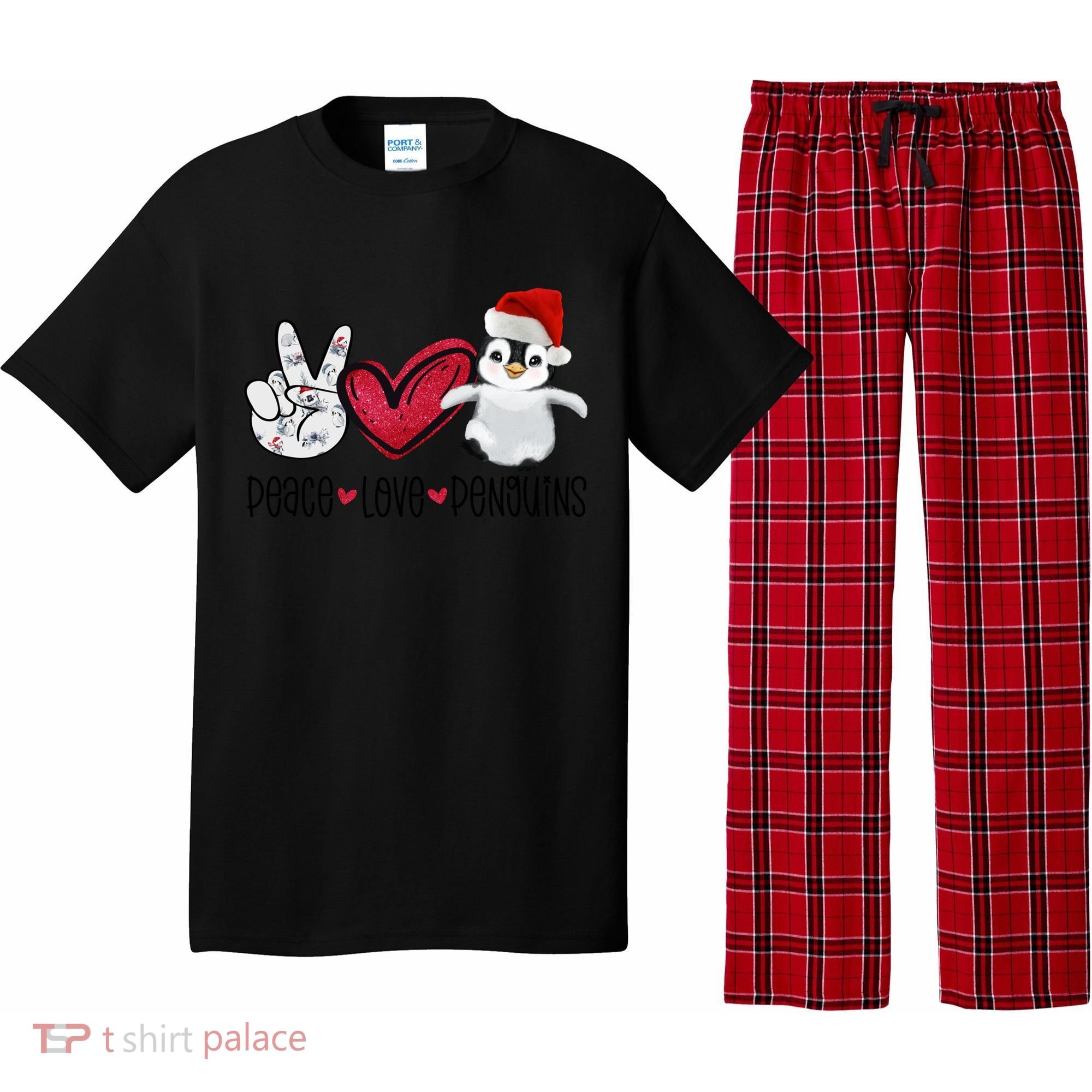 Christmas Peace Love Penguins Cute Xmas Santa Penguin Great Gift Pajama Set