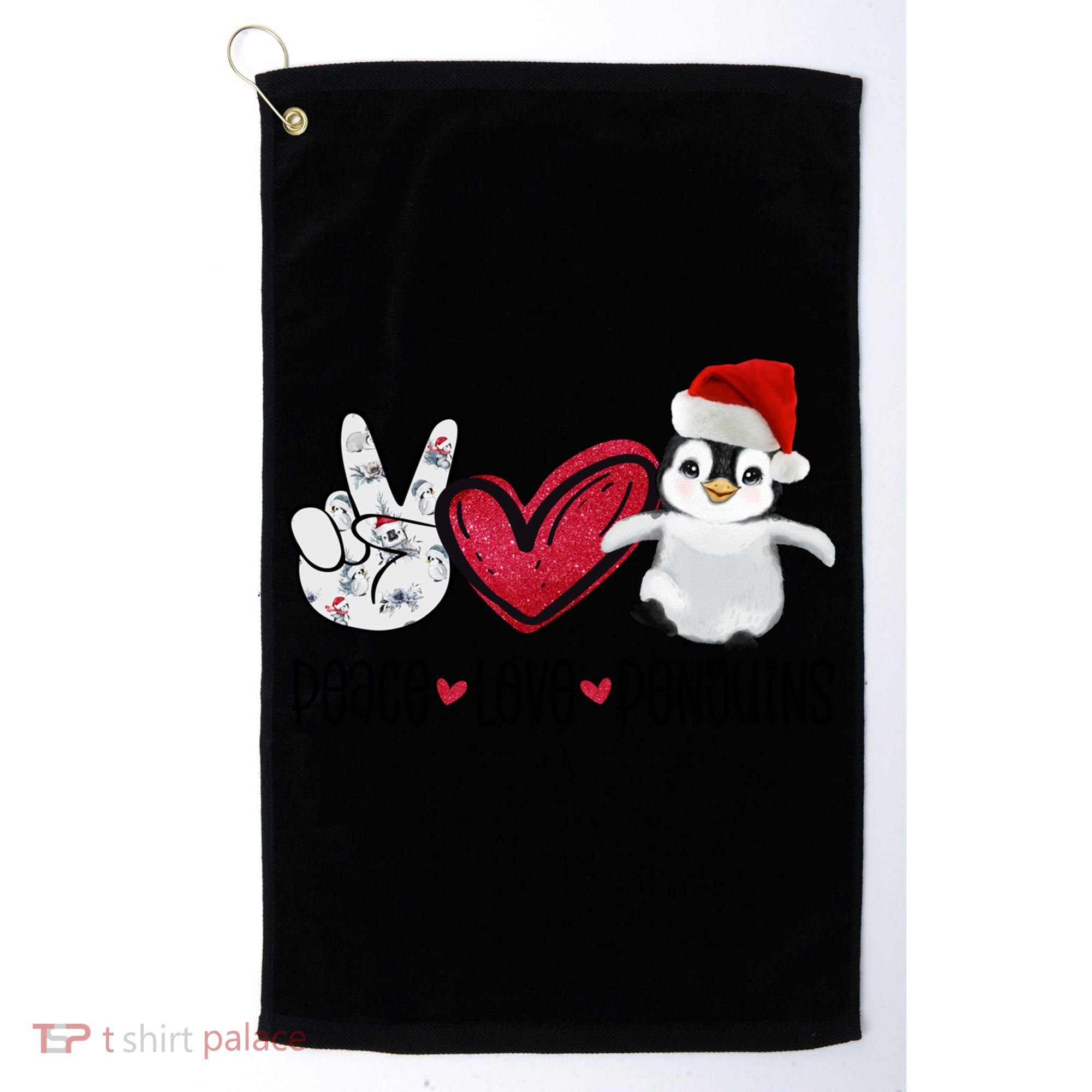 Christmas Peace Love Penguins Cute Xmas Santa Penguin Great Gift Golf Towel