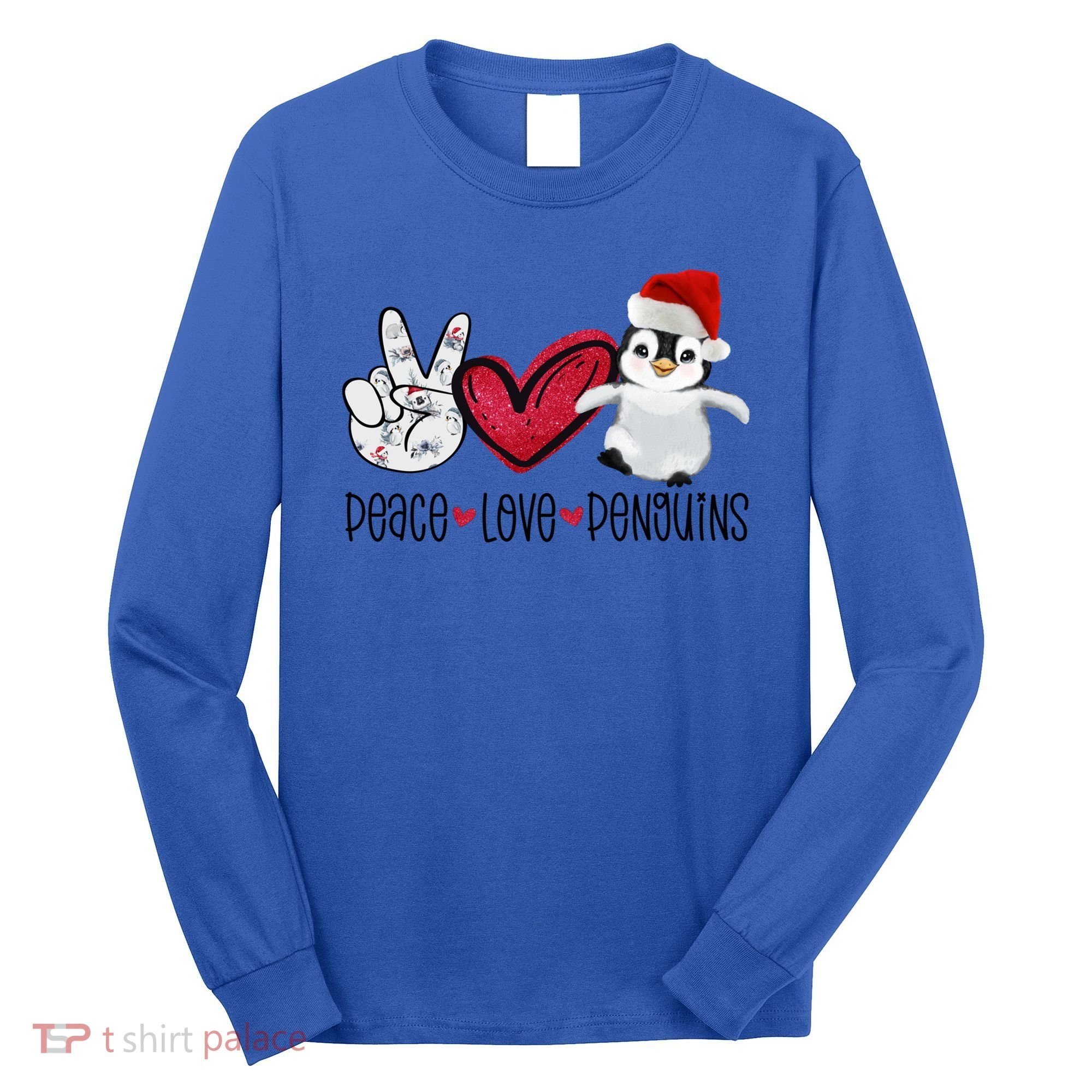 Christmas Peace Love Penguins Cute Xmas Santa Penguin Great Gift Long Sleeve Shirt