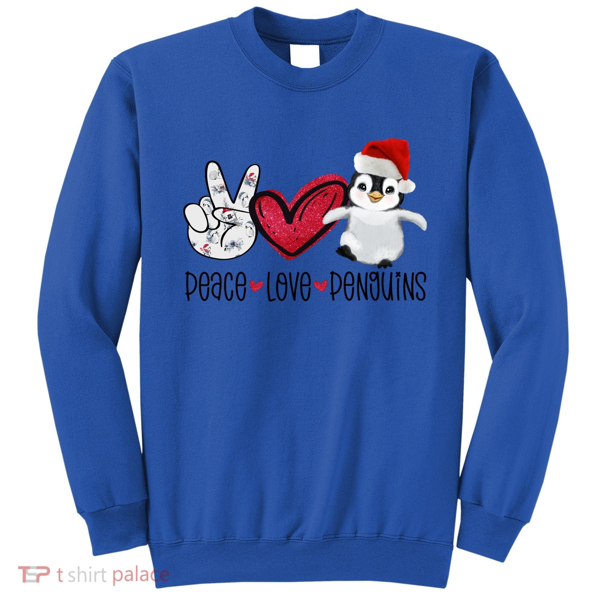 Christmas Peace Love Penguins Cute Xmas Santa Penguin Great Gift Sweatshirt