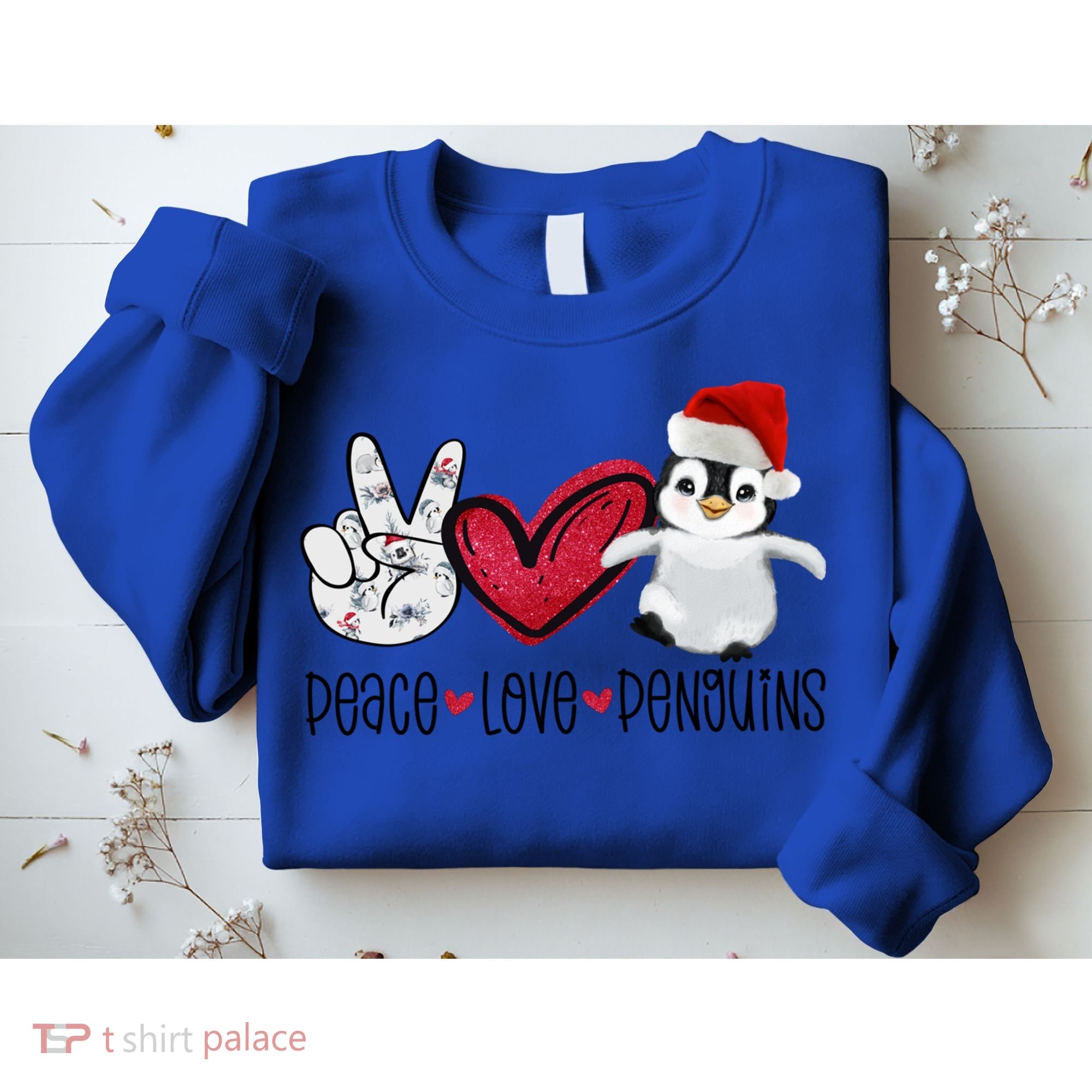 Christmas Peace Love Penguins Cute Xmas Santa Penguin Great Gift Sweatshirt