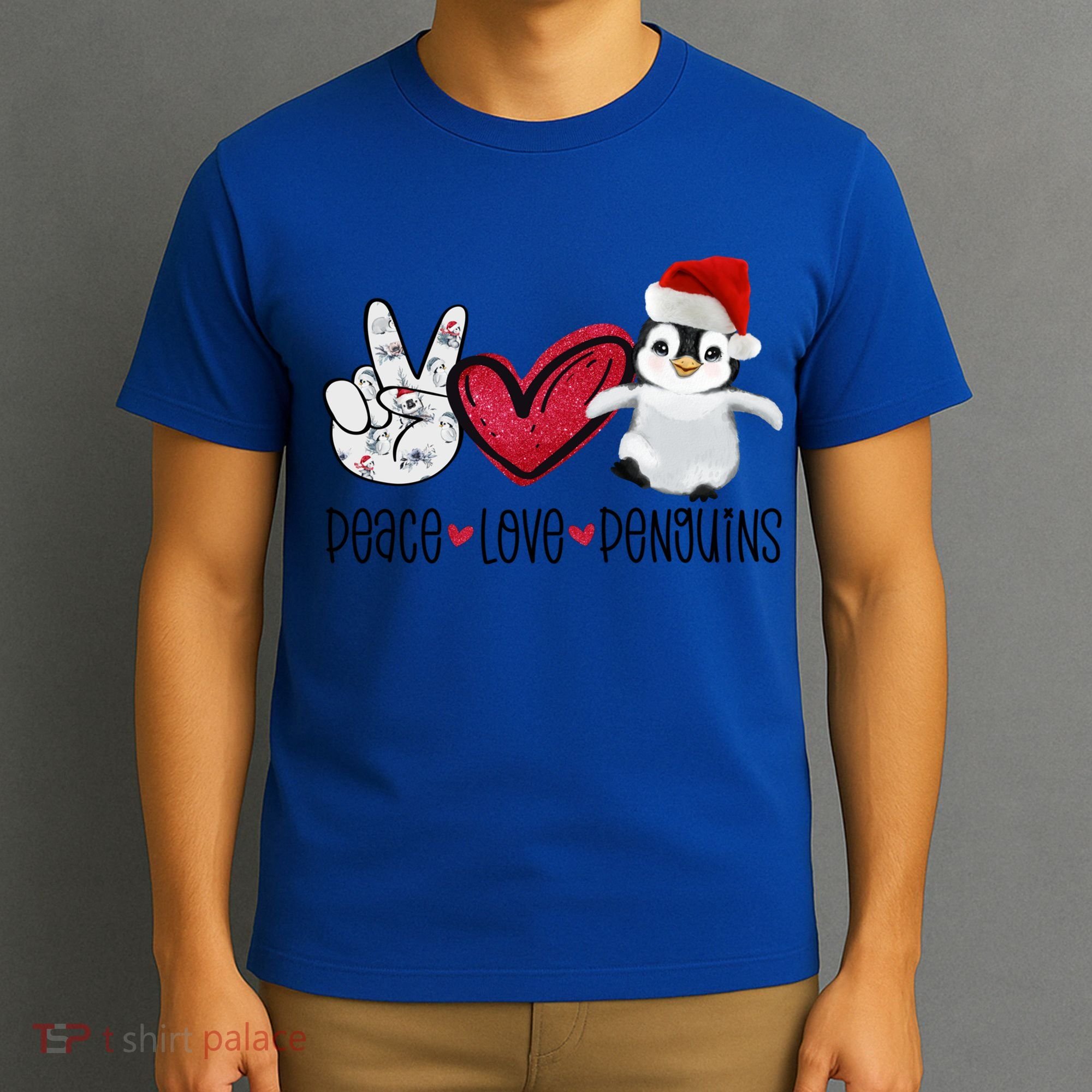 Christmas Peace Love Penguins Cute Xmas Santa Penguin Great Gift T-Shirt