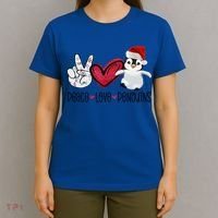 Christmas Peace Love Penguins Cute Xmas Santa Penguin Great Gift T-Shirt thumb 4