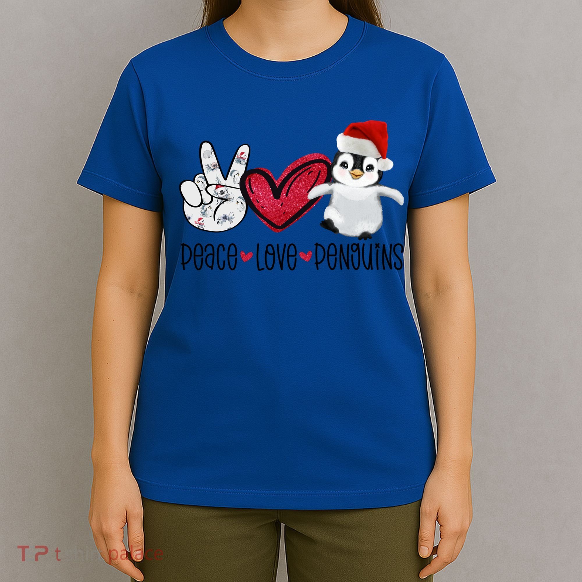 Christmas Peace Love Penguins Cute Xmas Santa Penguin Great Gift T-Shirt