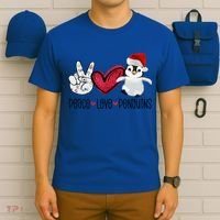Christmas Peace Love Penguins Cute Xmas Santa Penguin Great Gift T-Shirt thumb 6