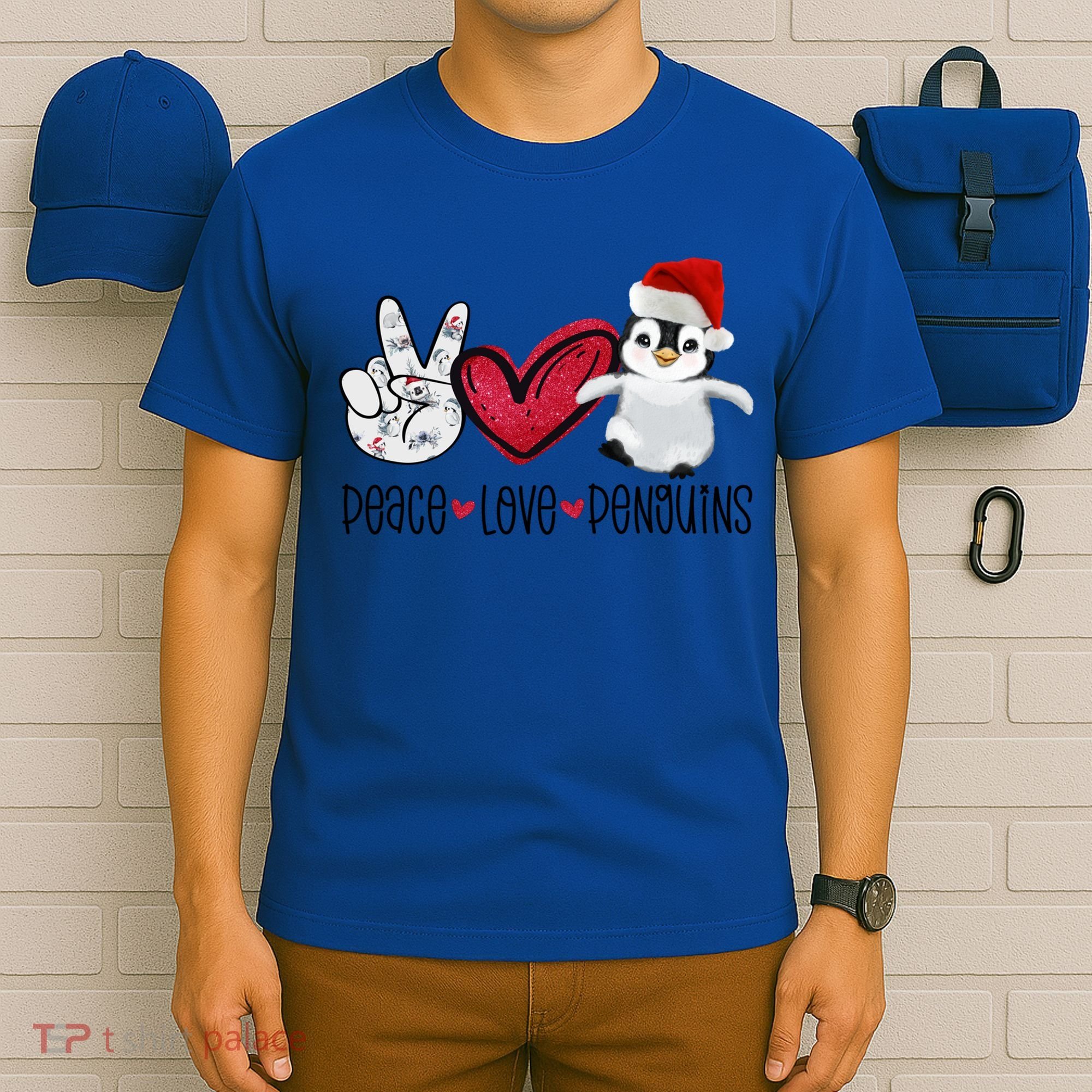 Christmas Peace Love Penguins Cute Xmas Santa Penguin Great Gift T-Shirt