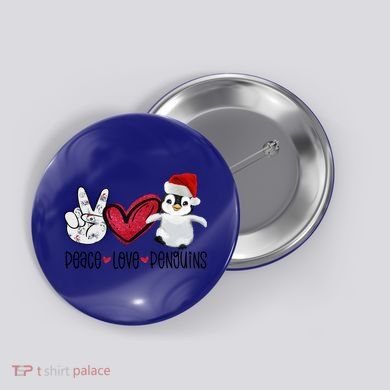 Christmas Peace Love Penguins Cute Xmas Santa Penguin Great Gift Button