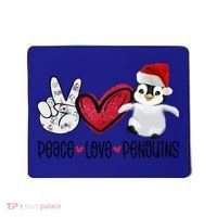 Christmas Peace Love Penguins Cute Xmas Santa Penguin Great Gift Mousepad thumb 0