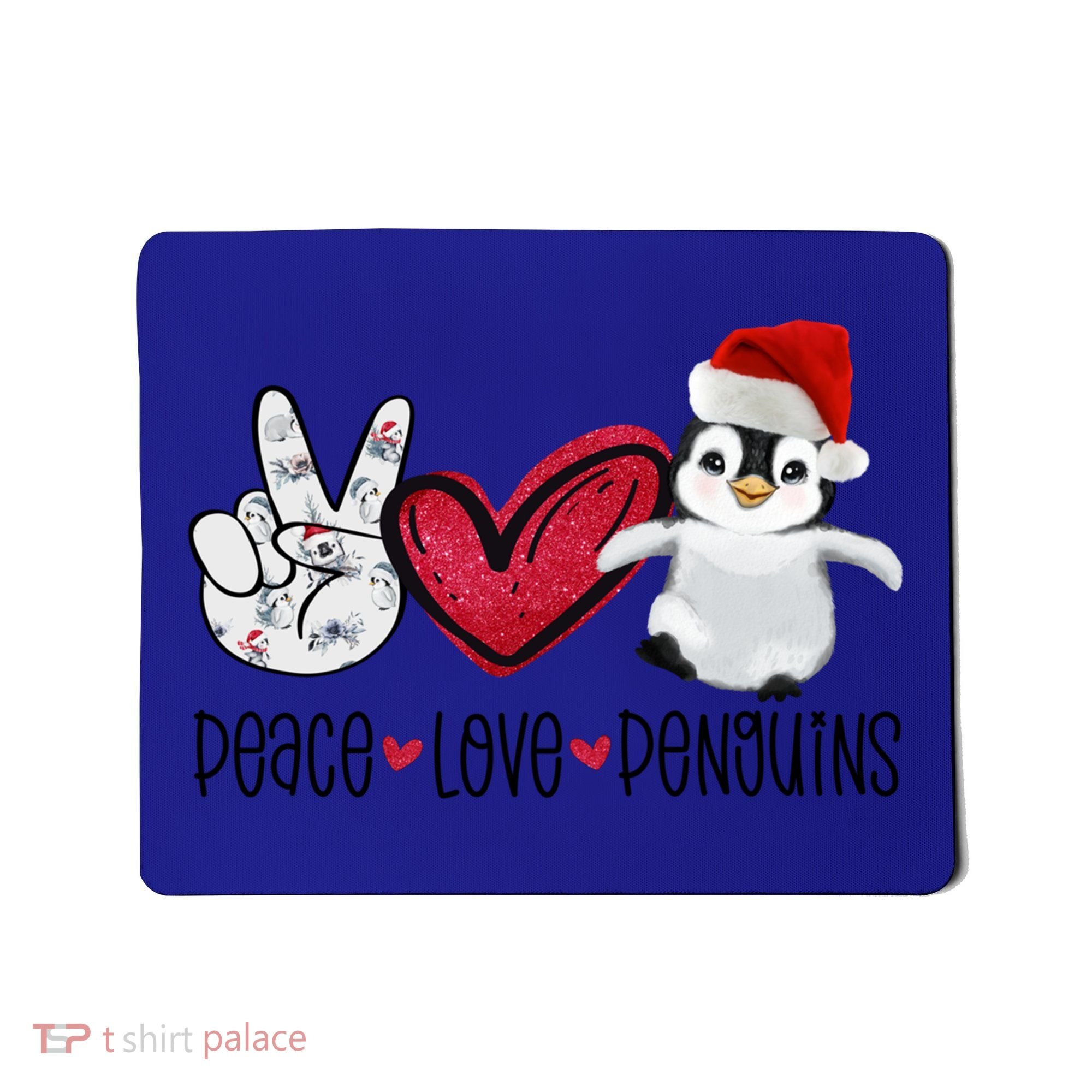 Christmas Peace Love Penguins Cute Xmas Santa Penguin Great Gift Mousepad