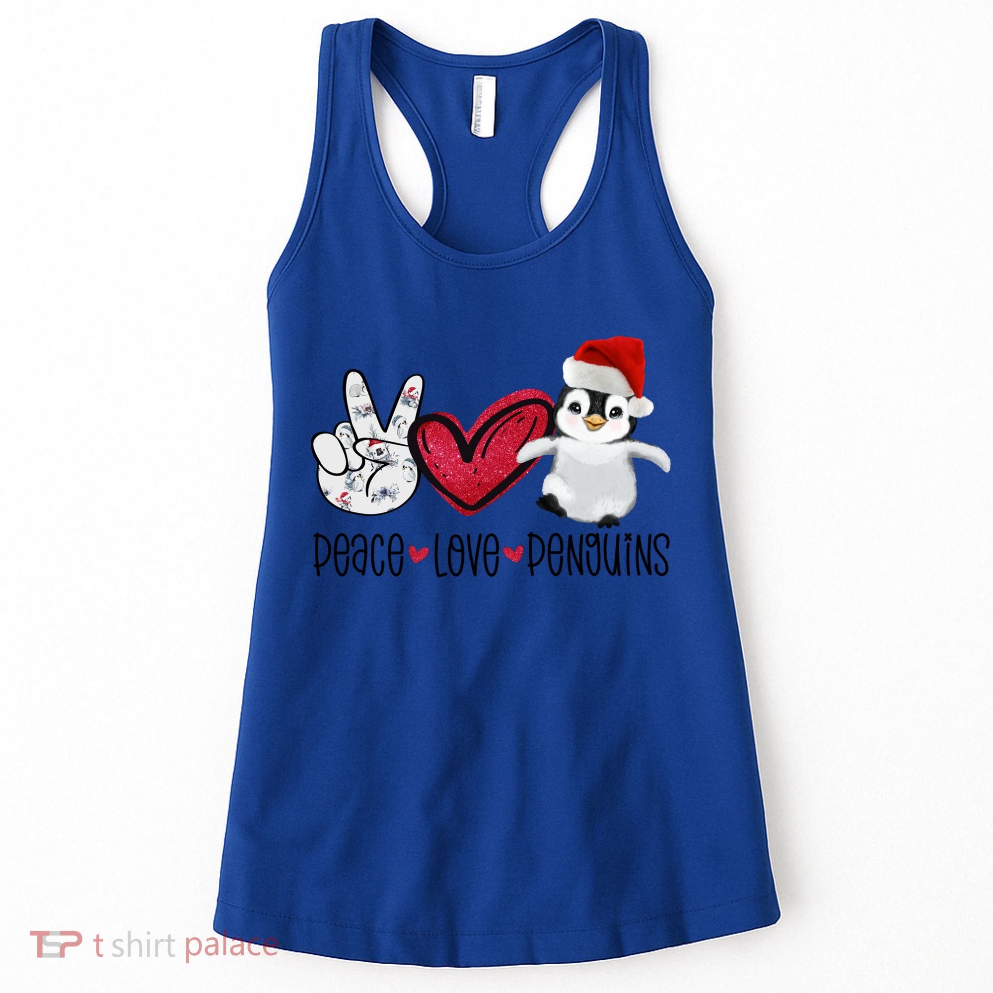 Christmas Peace Love Penguins Cute Xmas Santa Penguin Great Gift Women's Tank Top