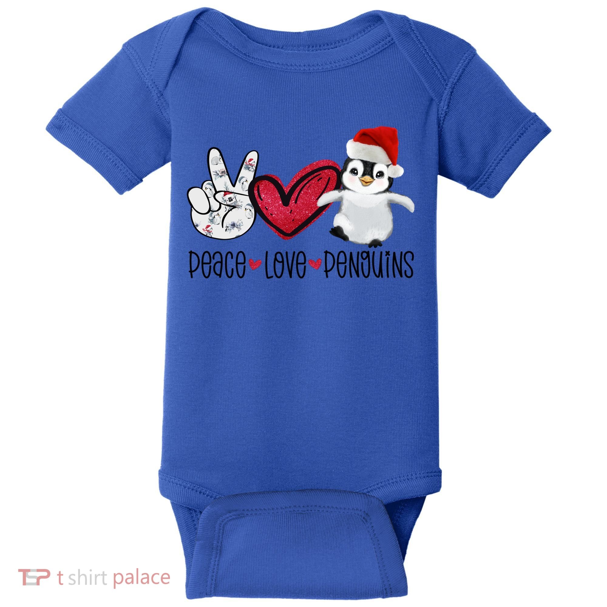 Christmas Peace Love Penguins Cute Xmas Santa Penguin Great Gift Baby Bodysuit