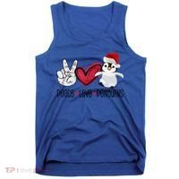 Christmas Peace Love Penguins Cute Xmas Santa Penguin Great Gift Tank Top thumb 0