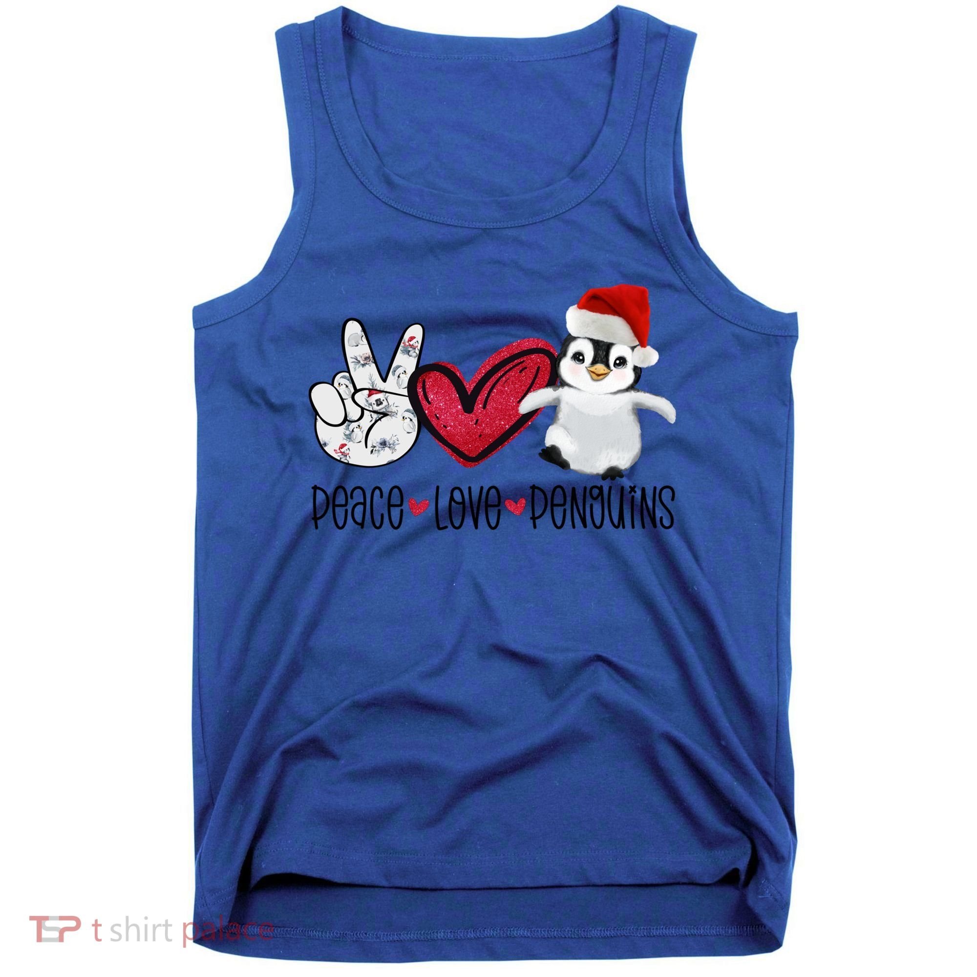 Christmas Peace Love Penguins Cute Xmas Santa Penguin Great Gift Tank Top