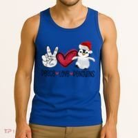 Christmas Peace Love Penguins Cute Xmas Santa Penguin Great Gift Tank Top thumb 3