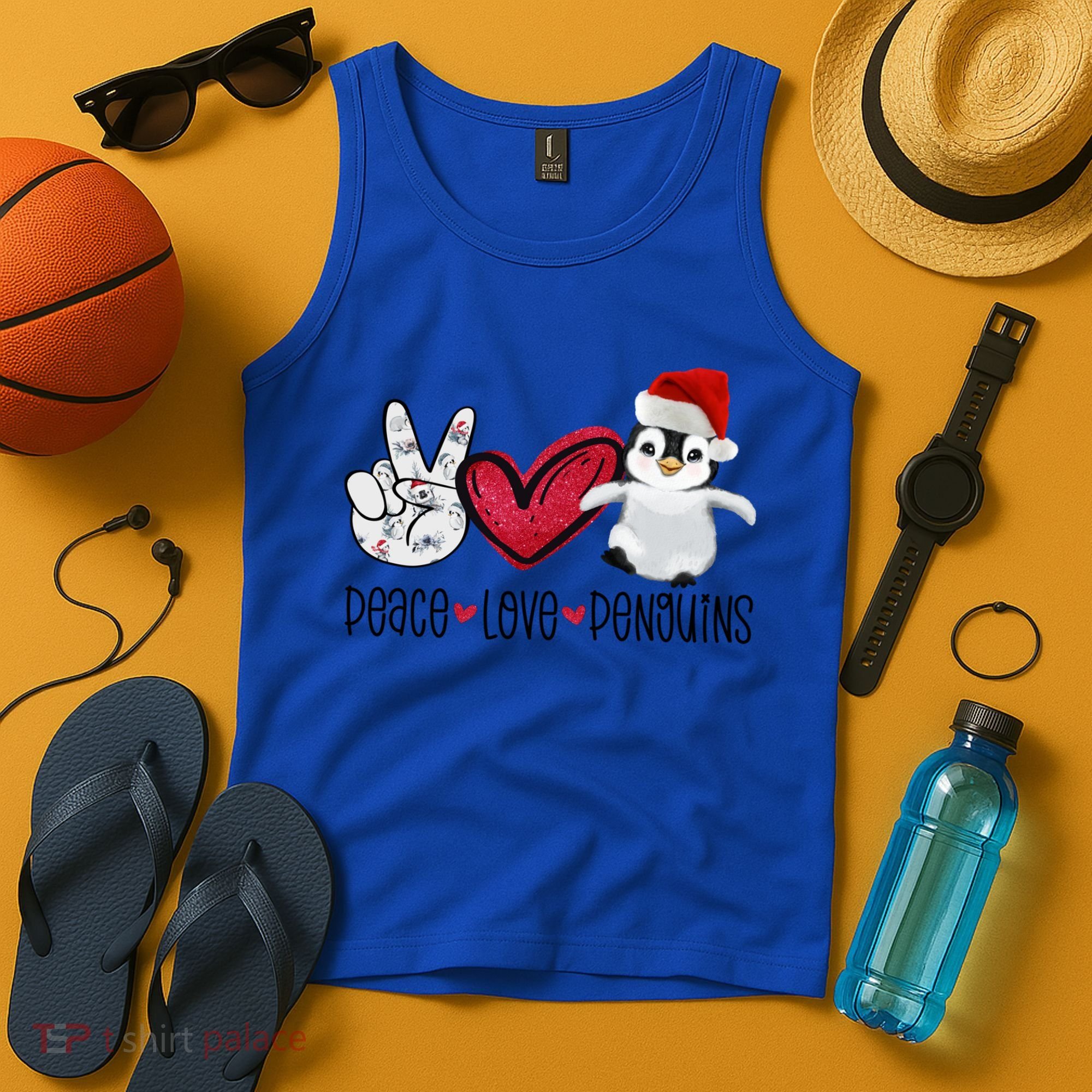 Christmas Peace Love Penguins Cute Xmas Santa Penguin Great Gift Tank Top